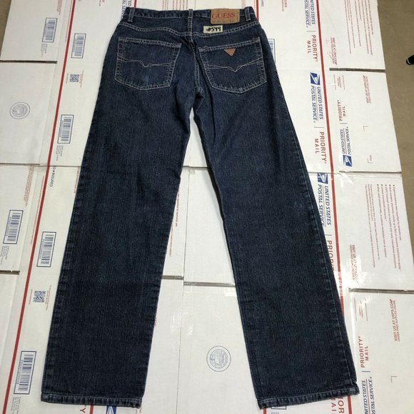Mens Vintage Guess Size 29X32 Relaxed Straight Dark Wash Jeans Made In USA 90s - Picture 5 of 6